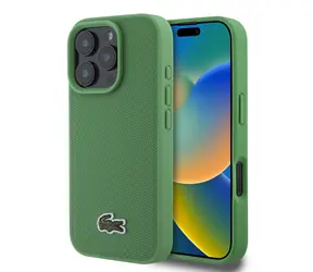 Lacoste Iconic Petit Pique Woven Logo MagSafe Zadní Kryt pro Apple iPhone 16 Pro Max zelená
