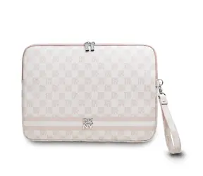 DKNY PU Leather Checkered Pattern and Stripe Obal na Notebook 13/14" růžová