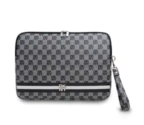 DKNY PU Leather Checkered Pattern and Stripe Obal na Notebook 15/16" černá