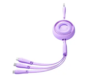 Joyroom S-A40 Nabíjecí kabel 3v1 USB-A (M) - USB-C + MicroUSB + Lightning (M) 3.5A 1m fialová