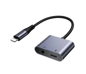 Joyroom SY-L01 Audio adaptér 2v1 Lightning (M) - 3.5 mm Jack + Lightning (F) černá 