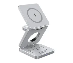 Blitzwolf BW-IW30 stříbrná / Bezdrátová nabíječka 3v1 / 20W / USB-C 