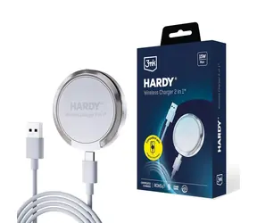 3mk HARDY Wireless Charger 2in1 bezdrátová nabíječka s funkcí stojánku 15w bílá