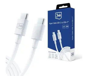 3mk datový kabel - Hyper Cable C to C 100W 1.2m bílá