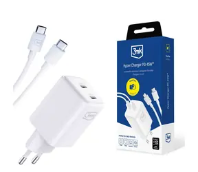 3mk Hyper Charger PD 45W+USB Cable C to C White