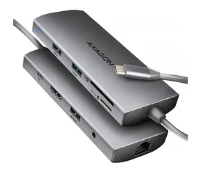 AXAGON HMC-8HLSA, USB 5Gbps hub, 3x USB-A, HDMI 4k/60Hz, RJ-45 GLAN, SD/mSD, audio, PD 100W, kabel USB-C 20cm