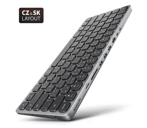 AXAGON HMC-KB-CS, USB 5Gbps hub s CZ/SK klávesnicí, HDMI 4K/60Hz, 3x USB-A, SD/mSD, audio, PD 100W, kabel USB-C 60cm