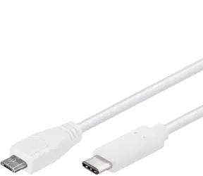 PremiumCord Kabel USB C samec - USB 2.0 konektor Micro-B samec 1m bílá