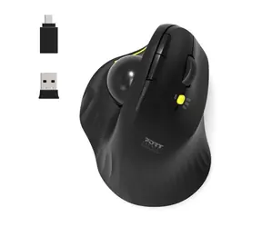 PORT CONNECT ERGONOMIC TRACKBALL černá / Bezdrátová ergonomická myš / 2.4 Ghz / USB-A/C / 1600 DPI