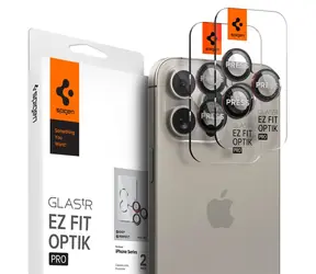 Spigen Glass tR EZ Fit Optik Pro 2 Pack L-s ochranné sklo na fotoaparát pro Apple iPhone 16/15/14 pro & 16/15/14 Pro Max