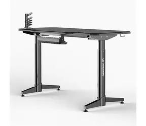ULTRADESK LEVEL V2 černá / Herní elektricky nastavitelný stůl / 140 x 68 x 72-117 cm / držák sluchátek&nápojů