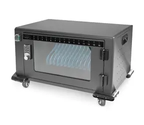 DIGITUS Nabíjecí vozík pro tablety 16 nabíjecích základen pro až 14" zařízení černá / el. zámek / 384 x 550 x 375 mm