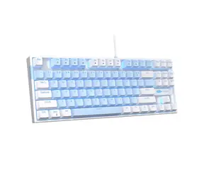 MageGee MK-STAR bílo-modrá / Mechanická klávesnice / US layout / kabel USB-A / RGB podsvícení 