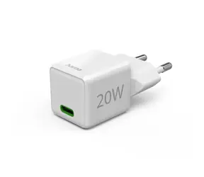 Hama USB-C mini nabíječka bílá / 20W / USB-C / QC / PD / LED kontrolka