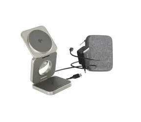 Epico UltraBase EF55 Qi2 Bezdrátový nabíjecí stojánek titanová / MagSafe / 3v1 / 15W