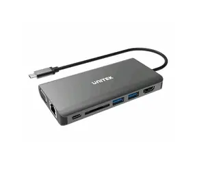 Rozbaleno - Unitek D1019A 8v1 / Dokovací stanice / 1x DVI-I / 1x HDMI / 1x DP / LAN / USB / rozbaleno