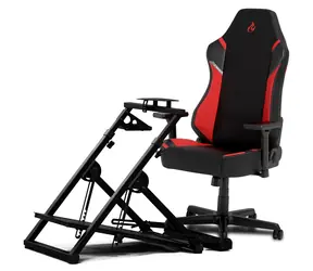 Nitro Concepts C-Racer  - X1000 Inferno Red Bundle / Skládací stojan pro volant + Herní židle / tkanina / nosnost 120 kg