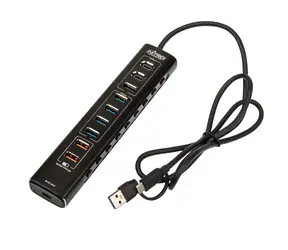 Nitro Concepts UH1 černá / USB Hub / 2x USB-C 3.2 / 1x USB-A 10Gbit-s / 4x USB-A 5Gbit-s / 2x USB-A / 1x USB-C 20W 