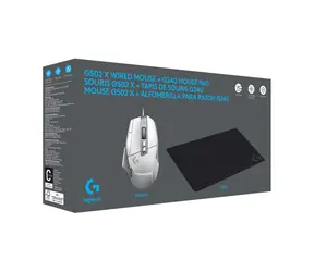 Rozbaleno - Logitech G502 X bílá + podložka G240 / drátová herní myš / 25600dpi / rozbaleno
