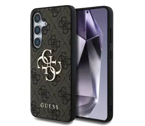 Guess PU 4G Metal Logo Zadní Kryt pro Samsung Galaxy S25 hnědá