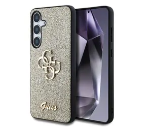 Guess PU Fixed Glitter 4G Metal Logo Zadní Kryt pro Samsung Galaxy S25+ zlatá