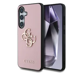 Guess PU Grained 4G Metal Logo Zadní Kryt pro Samsung Galaxy S25 růžová
