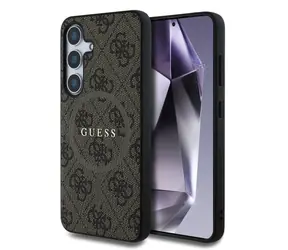 Guess PU Leather 4G Colored Ring MagSafe Zadní Kryt pro Samsung Galaxy S25 hnědá