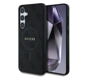 Guess PU Leather 4G Colored Ring MagSafe Zadní Kryt pro Samsung Galaxy S25+ černá