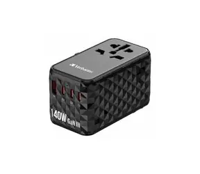 Verbatim UTA-10 Univerzální cestovní adaptér / 2x USB-C PD 100w / USB-C PD 65W / USB-A QC 3.0