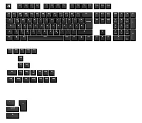 Glorious vyměnitelné klávesy GPBT Basics (ISO DE) - Classic Black / PBT / 133 ks / ISO DE layout / Cherry MX(+) 