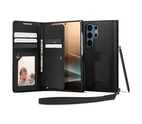 Spigen Wallet S ochranný kryt typu kniha pro Samsung Galaxy S25 Ultra black