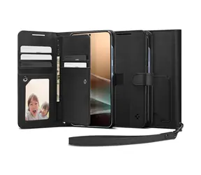 Spigen Wallet S ochranný kryt typu kniha pro Samsung Galaxy S25+ black