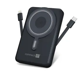 CONNECT IT 10000 mAh šedá / Powerbanka / MagSafe / 1x USB-C / 1x Lightning 