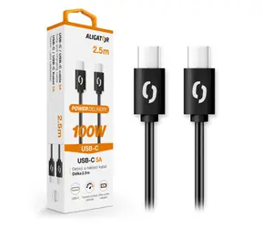 Aligator Datový kabel POWER 100W / USB-C/USB-C 5A / 2.5m černý