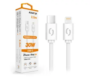 Aligator Datový kabel POWER 30W / USB-C/Lightning 3A / 2 / 5m bílý