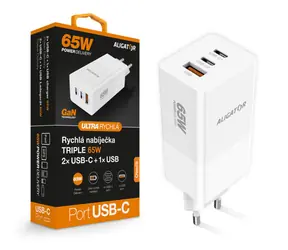 Aligator Rychlá nabíječka GaN / PD 65W / 2xUSB-C / 1xUSB-A / bílá