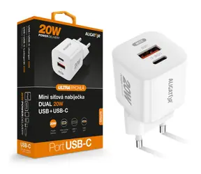 Aligator Rychlá nabíječka Mini / PD 20W USB + USB-C / bílá