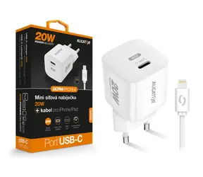 Aligator Rychlá nabíječka Mini / PD 20W / USB-C/Lightning kabel / bílá