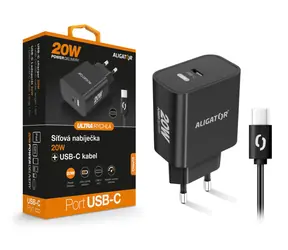 Aligator Rychlá nabíječka PD 20W USB-C / USB-C/USB-C / černá