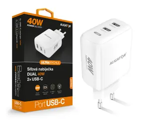Aligator Rychlá nabíječka ALIGATOR / PD 40W 2xUSB-C / bílá