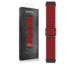 Aligator Řemínek textilní 22mm / černo-vínový