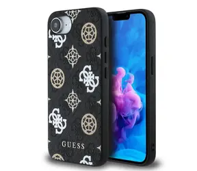 Guess PU 4G Peony MagSafe Zadní Kryt pro iPhone 16e černá