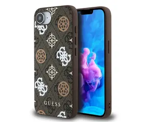 Guess PU 4G Peony MagSafe Zadní Kryt pro iPhone 16e hnedá