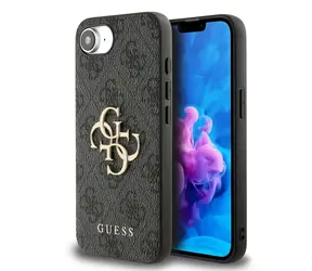 Guess PU 4G Metal Logo Zadní Kryt pro iPhone 16e šedá