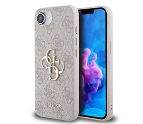 Guess PU 4G Metal Logo Zadní Kryt pro iPhone 16e růžová