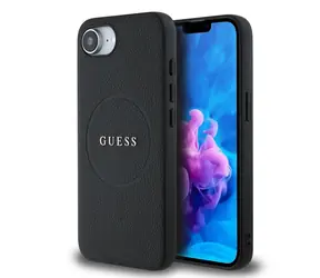 Guess PU Grained Classic Logo MagSafe Zadní Kryt pro iPhone 16e černá