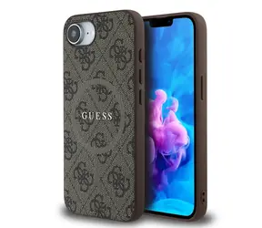 Guess PU Leather 4G Colored Ring MagSafe Zadní Kryt pro iPhone 16e hnědá