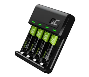 Green Cell GRSETGC02 / nabíječka baterií / NiMH / 1.2A / nabíjení samotných článků / včetně 4ks baterií AAA 