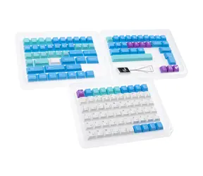 Ducky x MK Frozen Llama Keycap Set / PBT / US Layout / modrá / 108 kláves