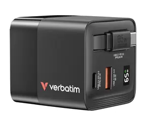 Verbatim 32217 Cestovní univerzální GaN nabíjecí adaptér 65W šedá / 2x USB-C / 1x USB-A / QC / PD